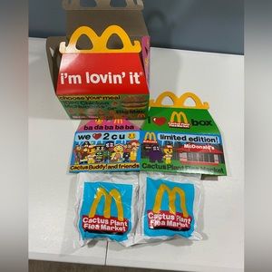 mcdonalds cactus plant flea market happy meal toy and box 2 pack new in bag